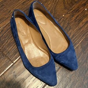 Calvin Klein Blue Suede Dress Flats
